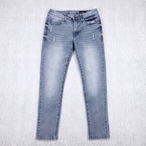 WXYZ Nomad Jeans Mens 29x30 Blue Medium Wash Slim Fit Distressed Faded Denim Y2K